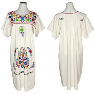Traditional Mexican Huipil Embroidered Dress